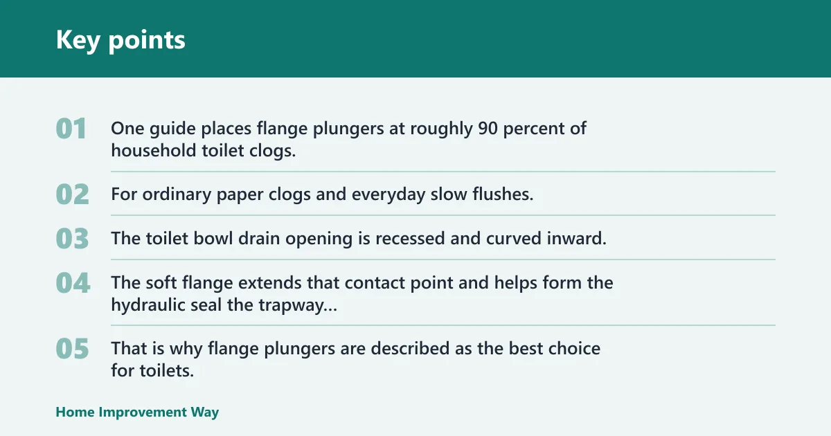 Key points: Flange plunger: best for standard toilet clogs