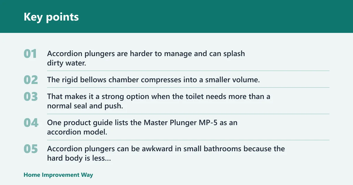 Key points: Accordion plunger: best for stubborn clogs