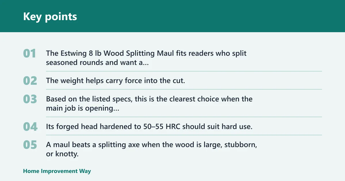 Key points: Maul: best for splitting rounds