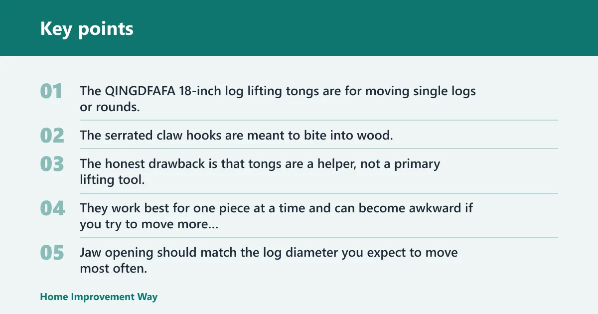 Key points: Firewood tongs: best for grabbing individual pieces