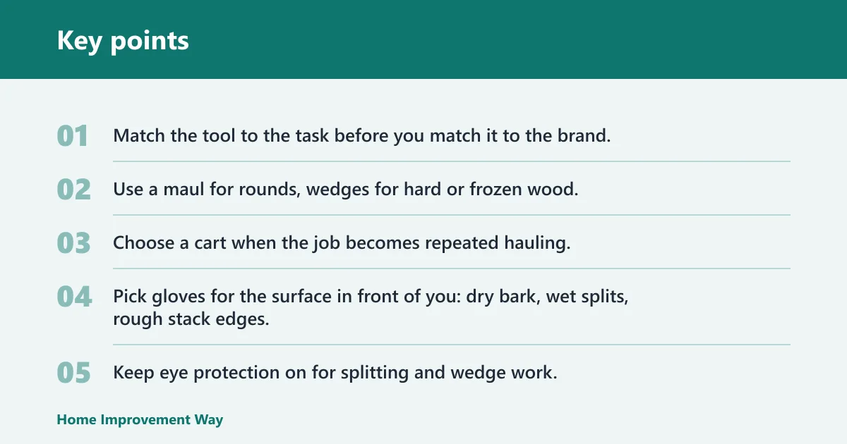 Key points: Gloves: best for grip and protection