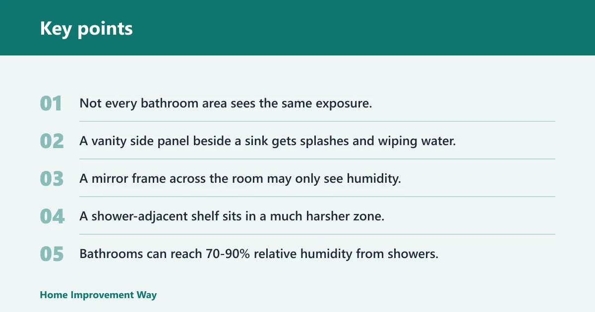 Key points: Bathroom moisture zones