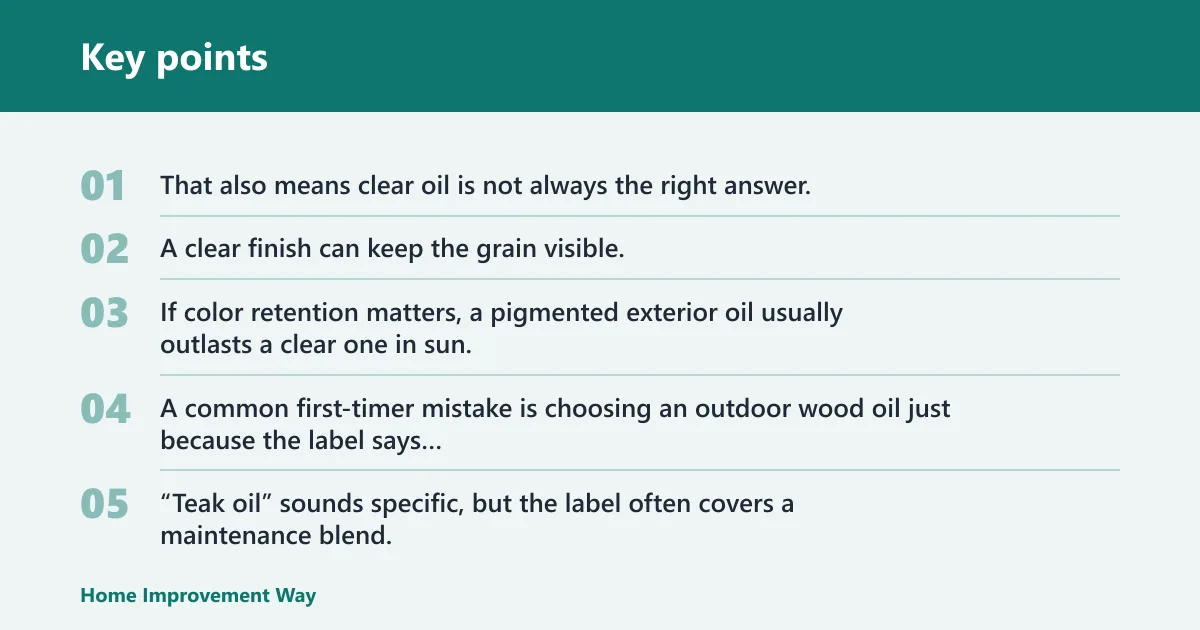 Key points: What is the best wood finishing oil for outdoor wood?