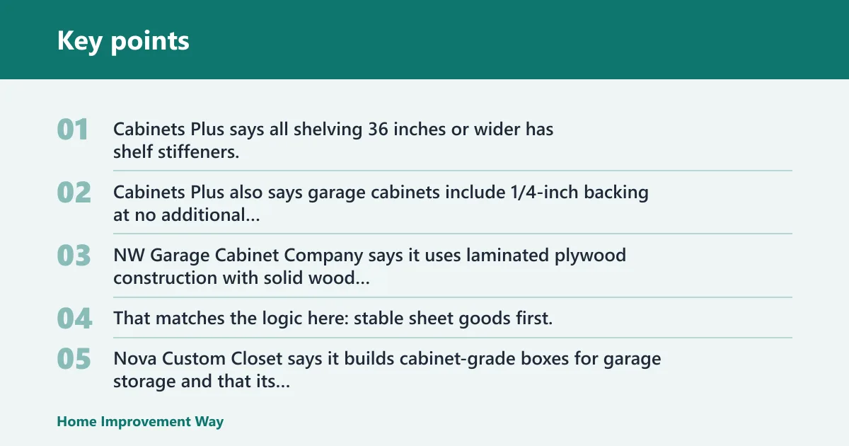 Key points: Garage cabinet decision table
