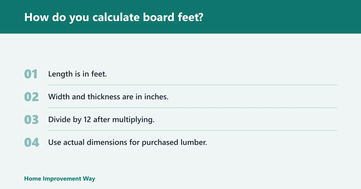 Steps: How do you calculate board feet?