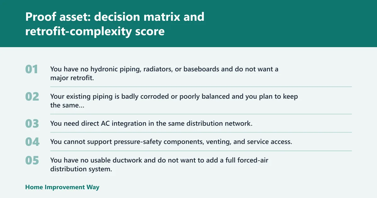 Steps: Proof asset: decision matrix and retrofit-complexity score