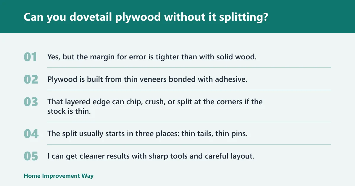 Steps: Can you dovetail plywood without it splitting?