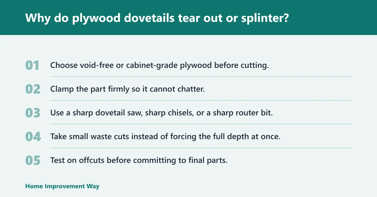 Steps: Why do plywood dovetails tear out or splinter?