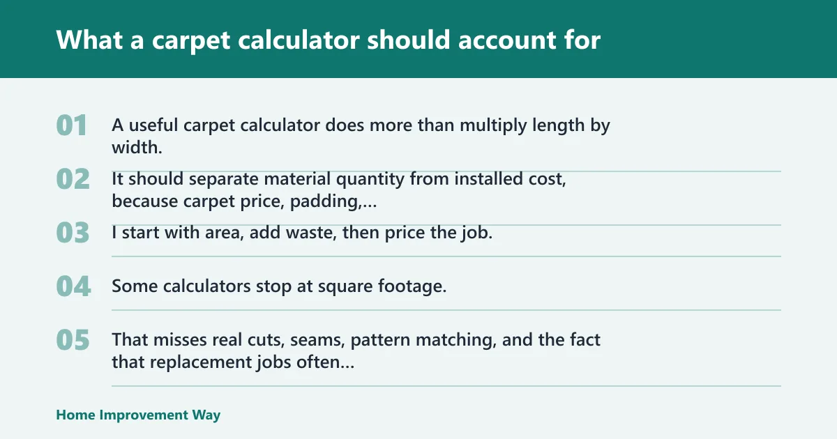 Steps: What a carpet calculator should account for