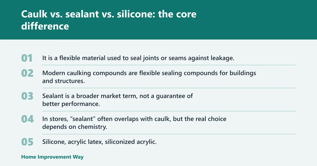 Steps: Caulk vs. sealant vs. silicone: the core difference