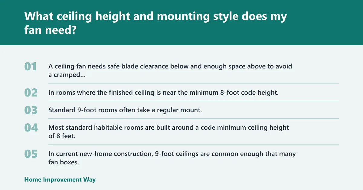 Steps: What ceiling height and mounting style does my fan need?