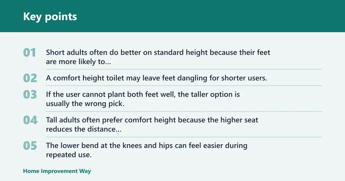 Key points: Which toilet height fits which users best?