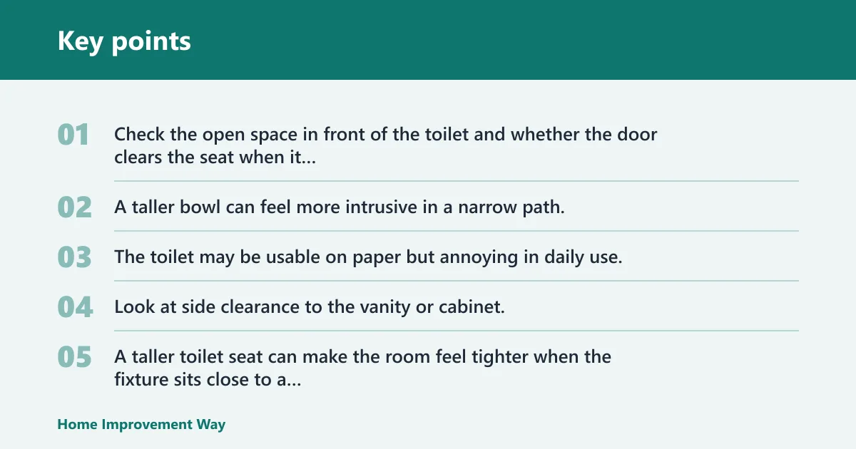Key points: Does comfort height cause problems in a small bathroom?