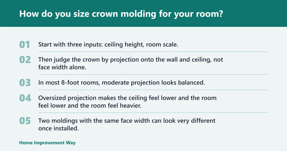 Steps: How do you size crown molding for your room?
