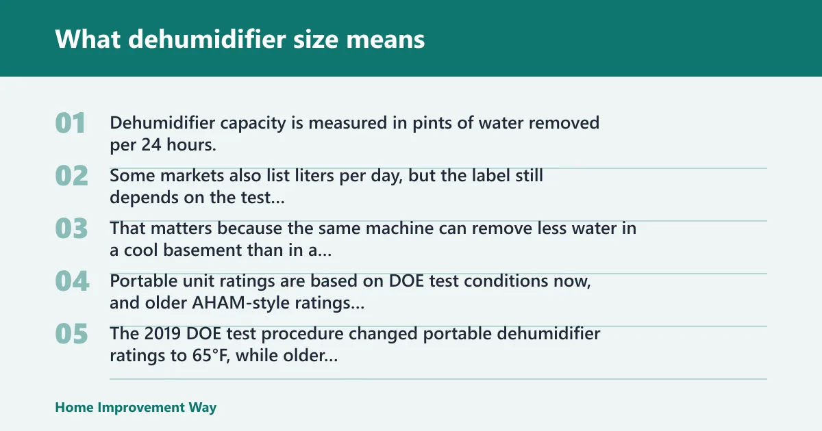 Steps: What dehumidifier size means