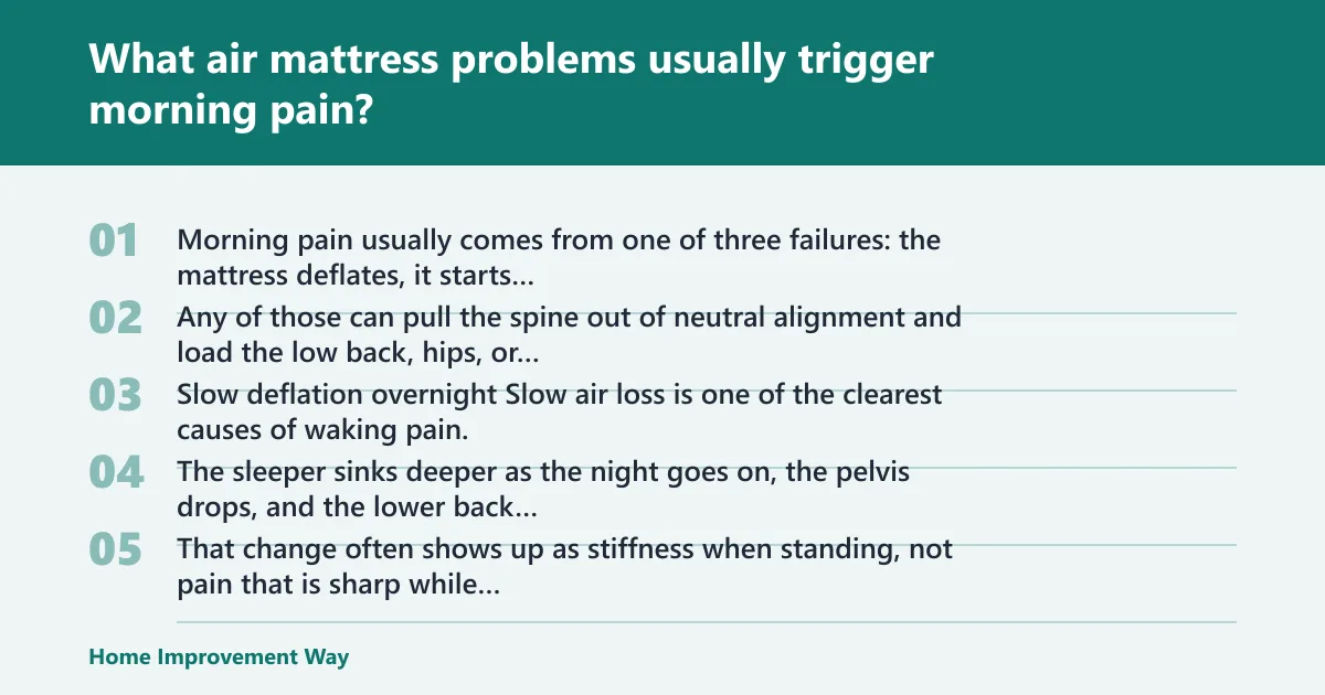 Steps: What air mattress problems usually trigger morning pain?