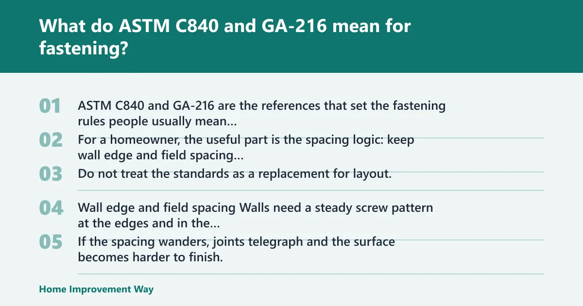 Steps: What do ASTM C840 and GA-216 mean for fastening?
