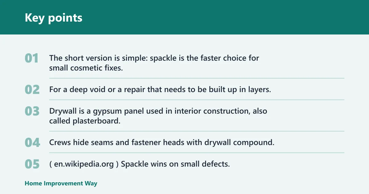 Key points: Spackle vs joint compound: the short answer