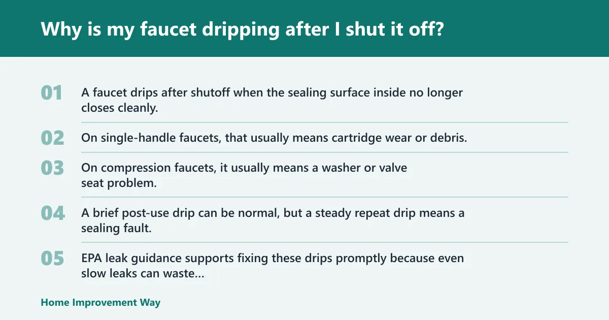 Steps: Why is my faucet dripping after I shut it off?