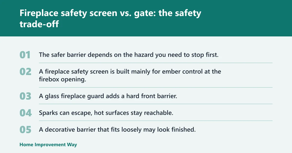 Steps: Fireplace safety screen vs. gate: the safety trade-off