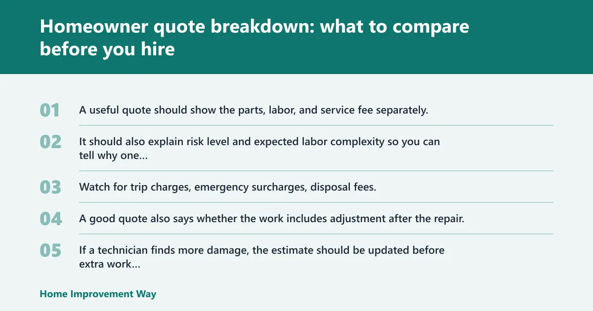 Steps: Homeowner quote breakdown: what to compare before you hire