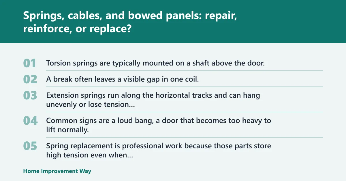 Steps: Springs, cables, and bowed panels: repair, reinforce, or replace?