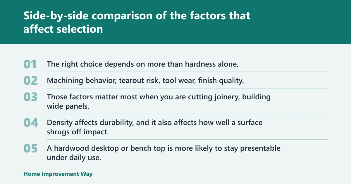 Steps: Side-by-side comparison of the factors that affect selection