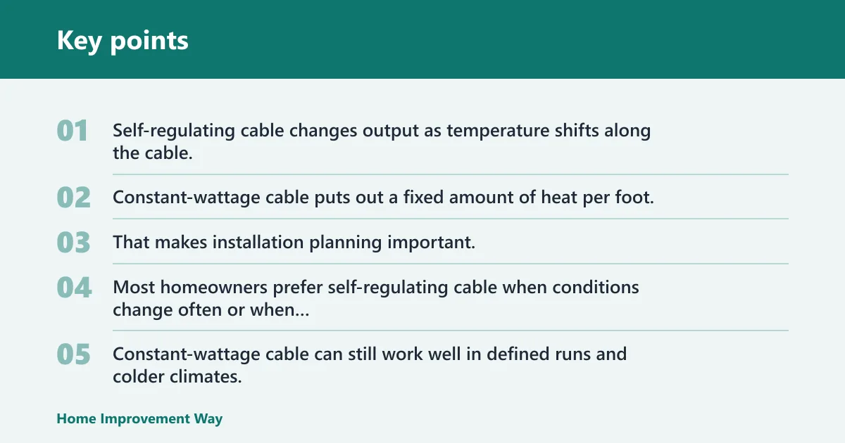 Key points: Heat cable types and controls