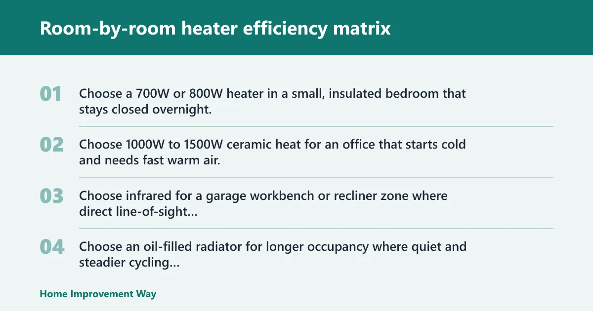 Steps: Room-by-room heater efficiency matrix