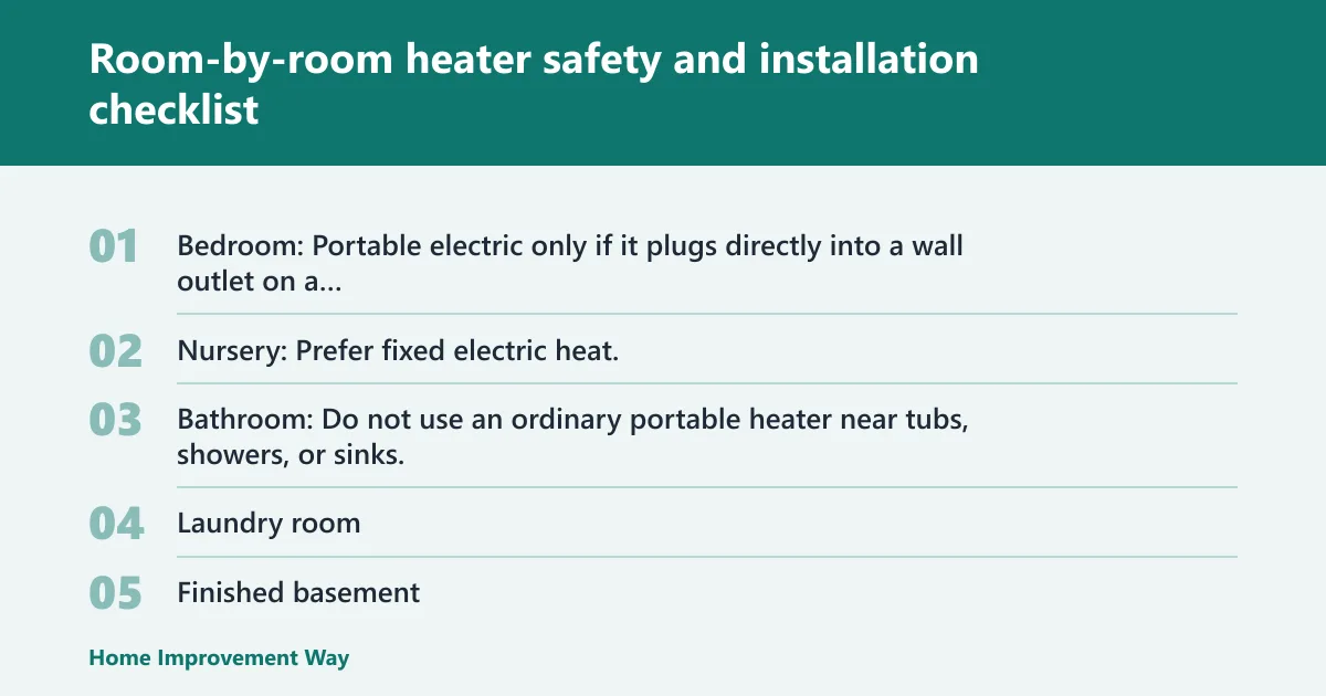 Steps: Room-by-room heater safety and installation checklist