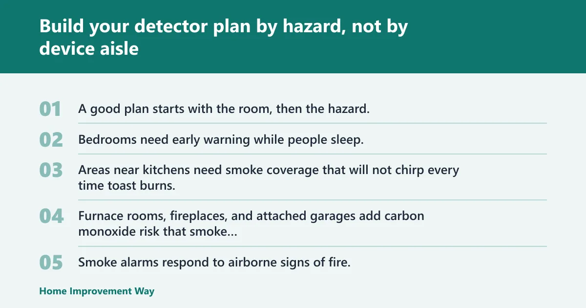 Steps: Build your detector plan by hazard, not by device aisle
