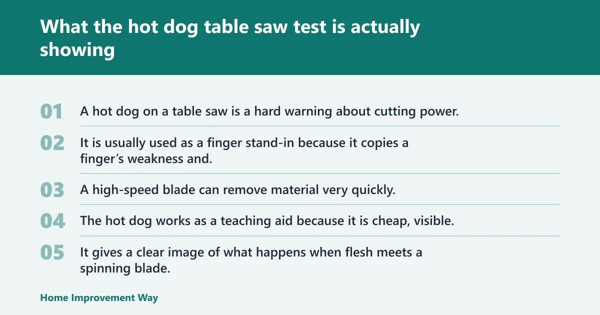 Steps: What the hot dog table saw test is actually showing