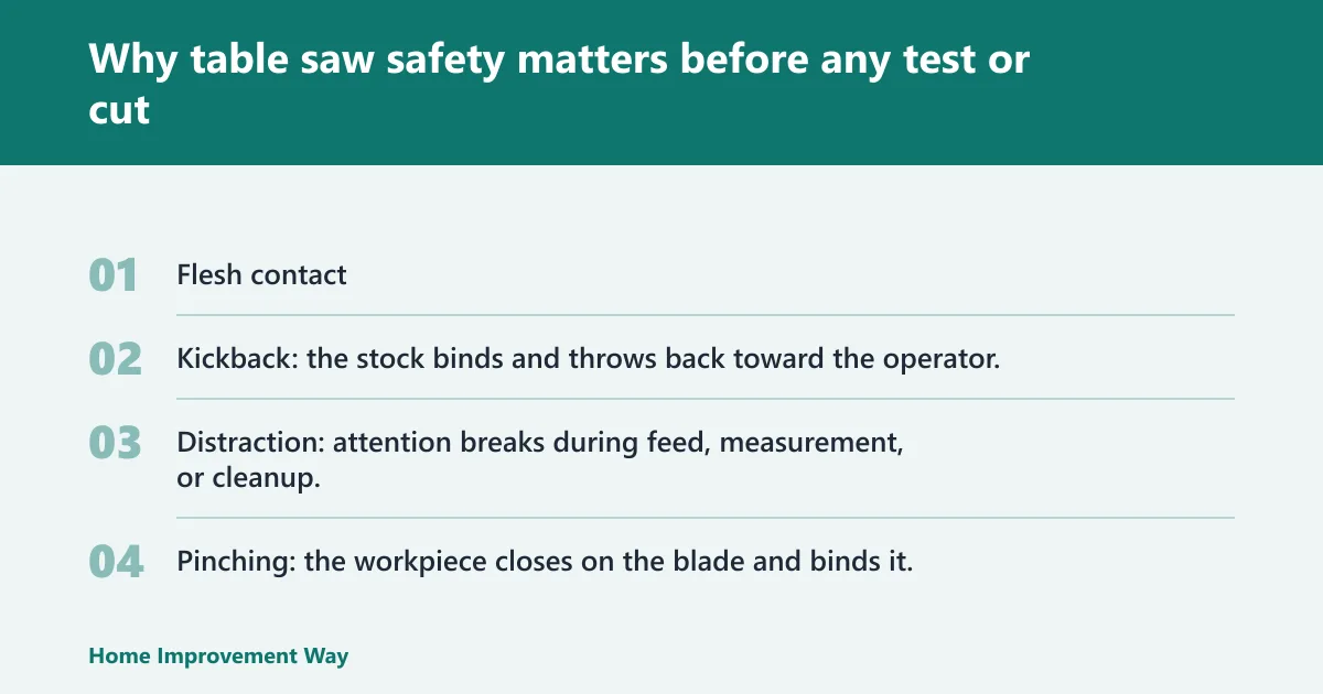 Steps: Why table saw safety matters before any test or cut