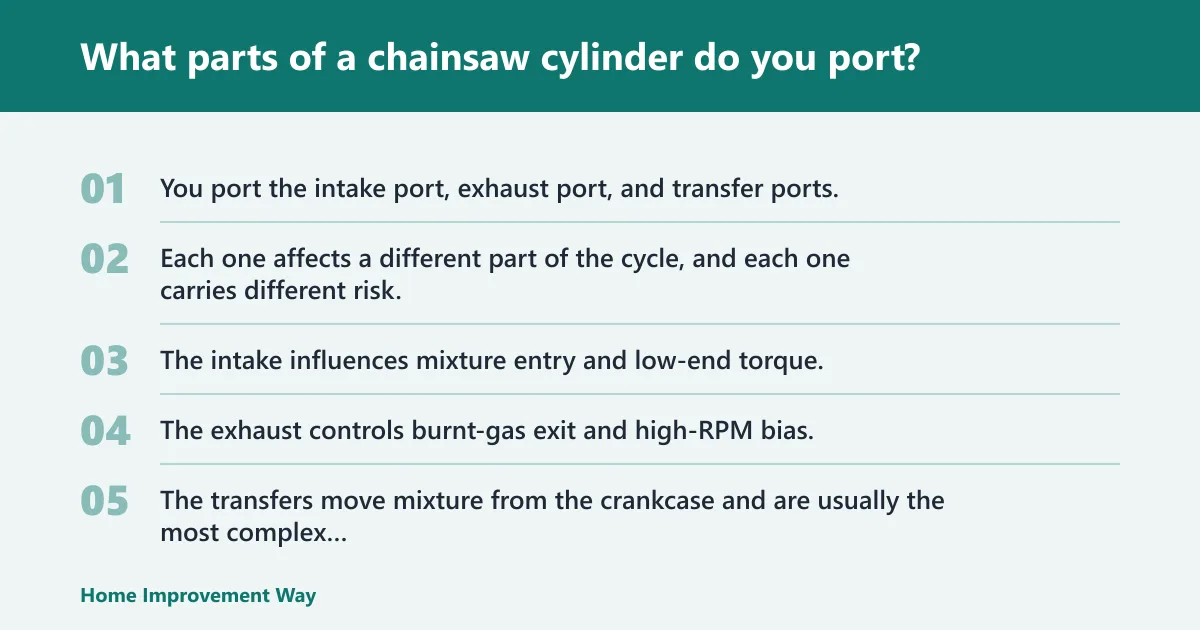 Steps: What parts of a chainsaw cylinder do you port?