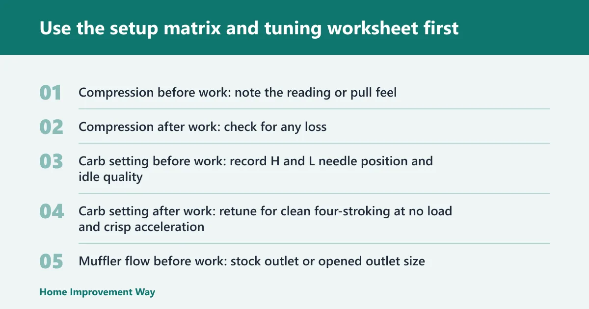Steps: Use the setup matrix and tuning worksheet first