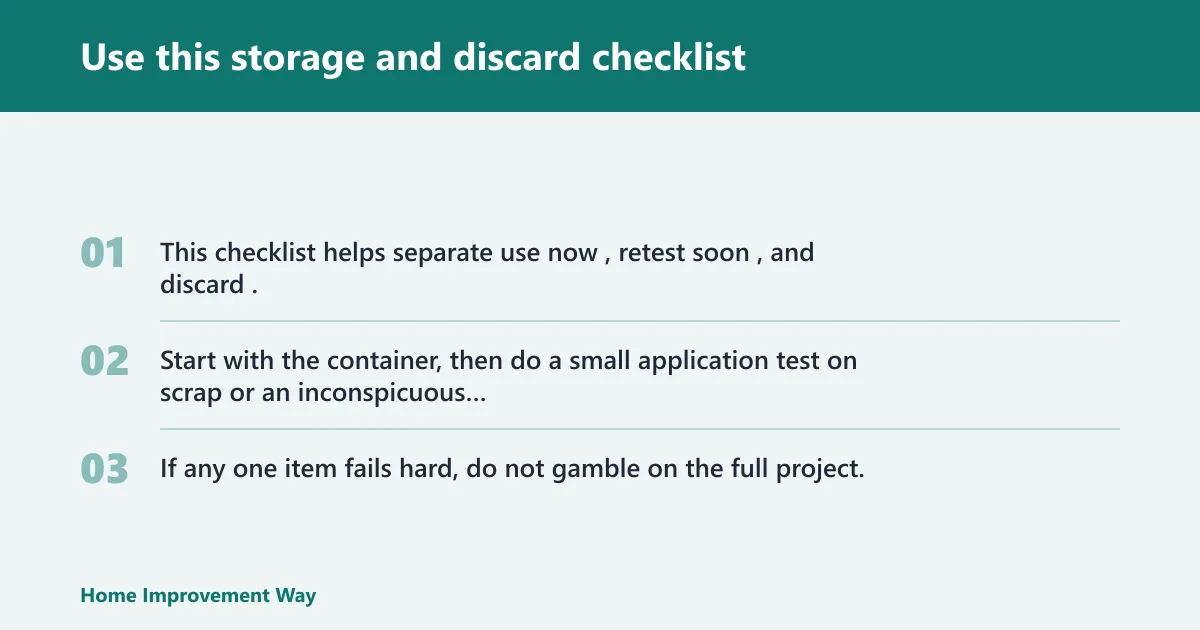 Steps: Use this storage and discard checklist