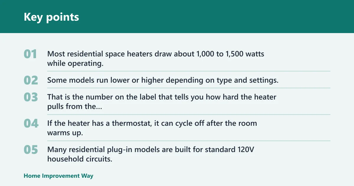 Key points: How many watts does a space heater use?