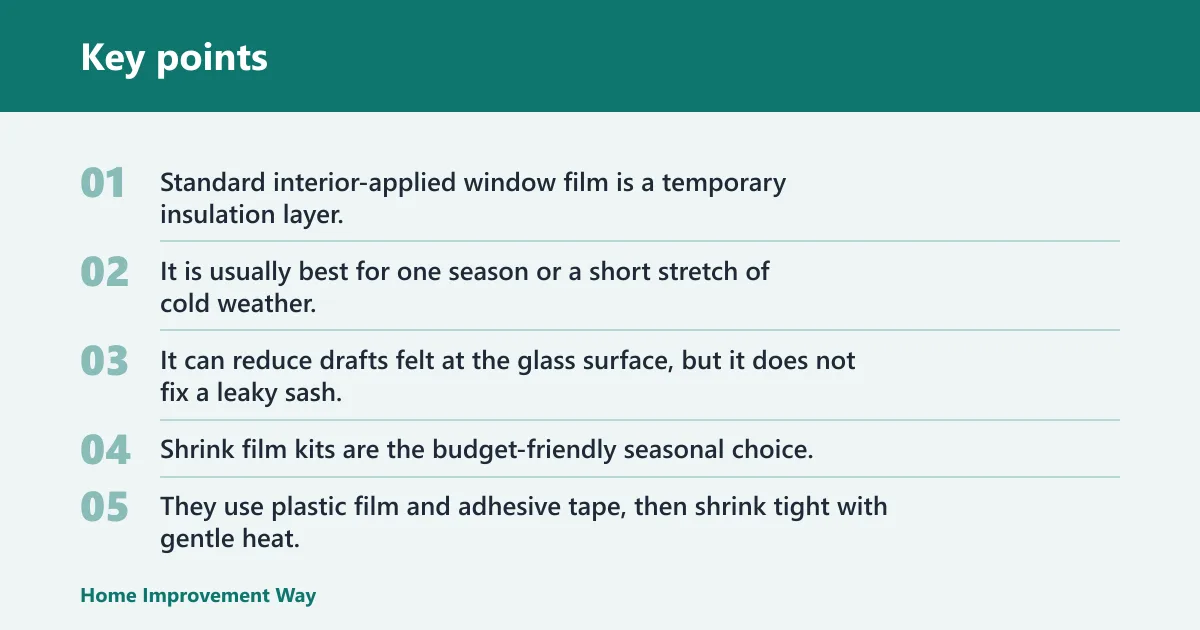 Key points: Window film, shrink film, and inserts