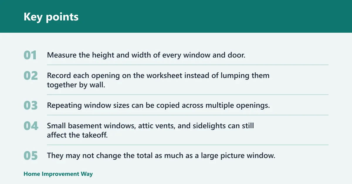Key points: Do you subtract windows and doors when calculating siding?