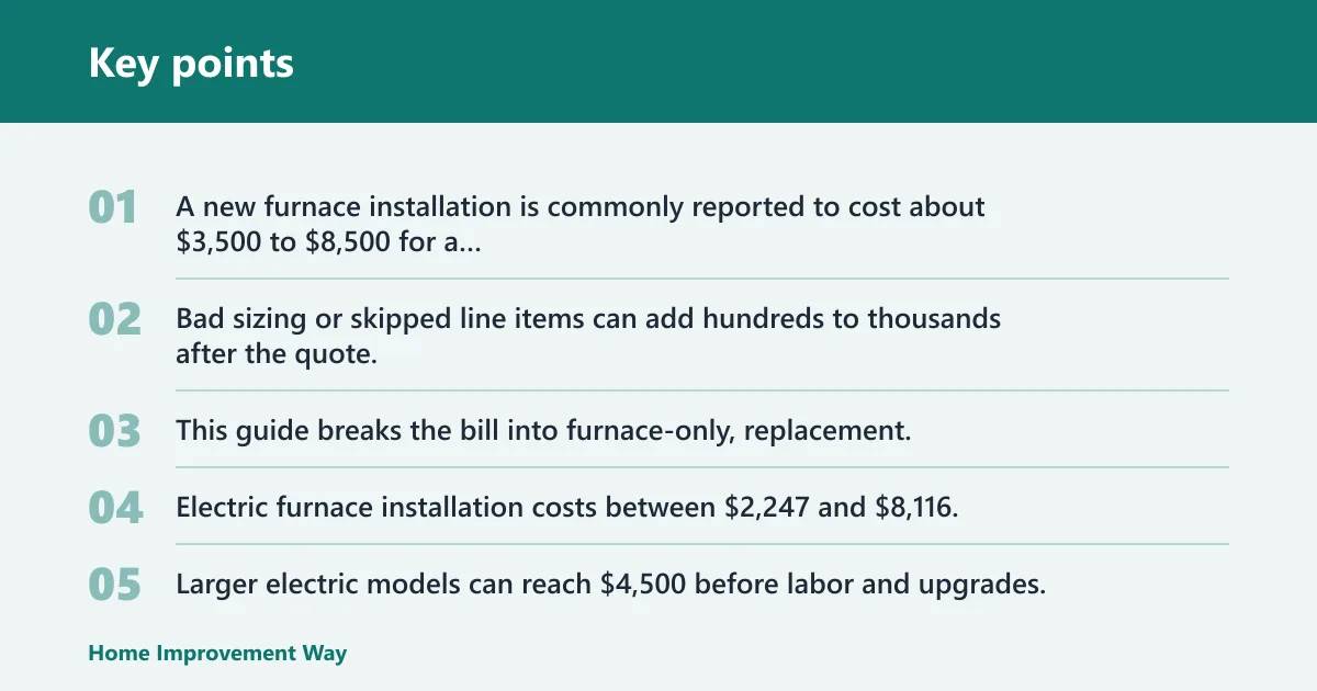 Key points: New furnace cost at a glance