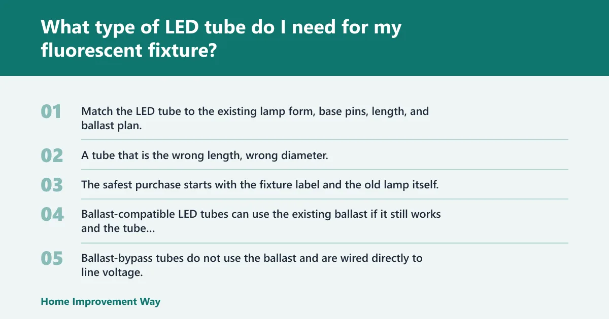 Steps: What type of LED tube do I need for my fluorescent fixture?