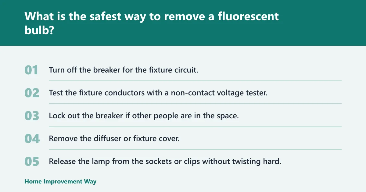 Steps: What is the safest way to remove a fluorescent bulb?