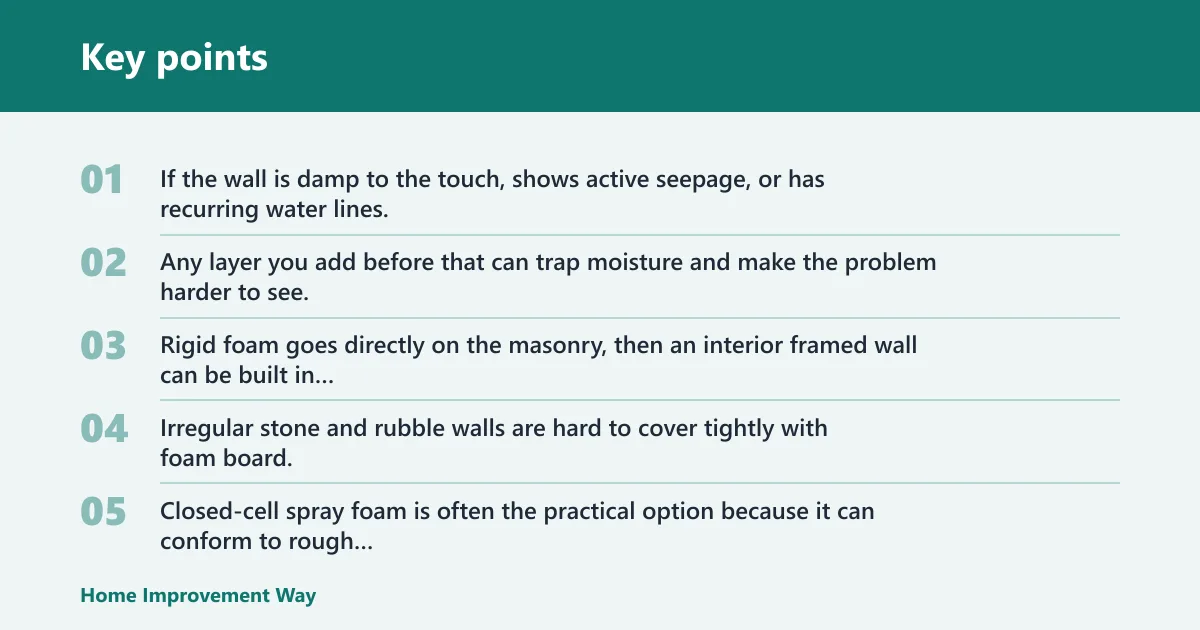 Key points: foam board vs. batts: which assembly fits your basement condition?