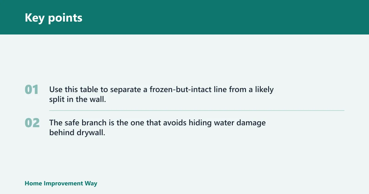Key points: Wall freeze decision table