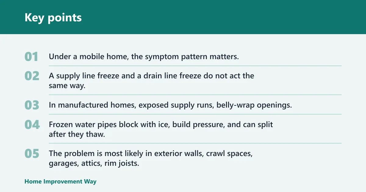 Key points: Frozen pipe decision table