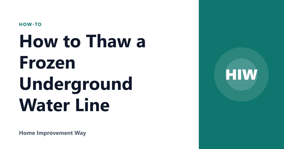 How to Thaw a Frozen Underground Water Line