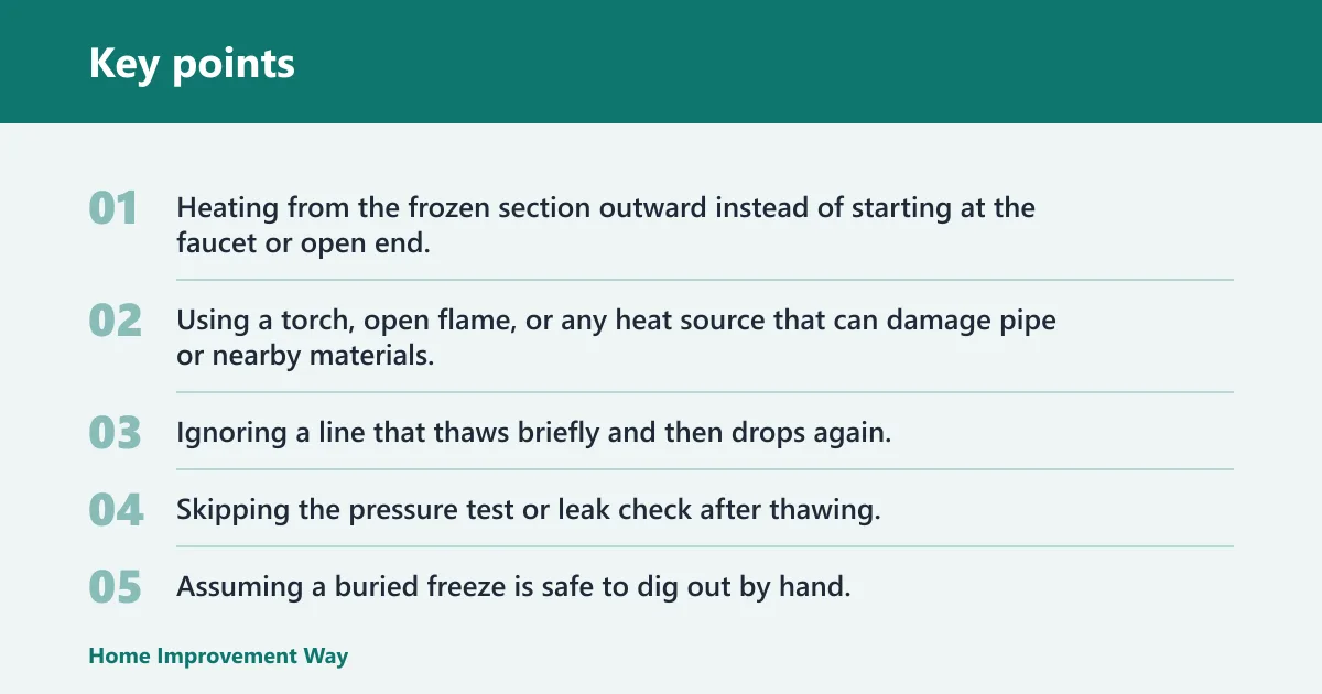 Key points: What signs show an underground water line is frozen or burst?