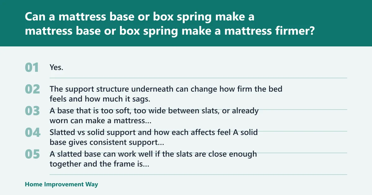 Steps: Can a mattress base or box spring make a mattress firmer?