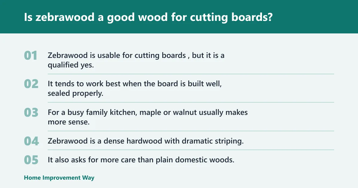 Steps: Is zebrawood a good wood for cutting boards?