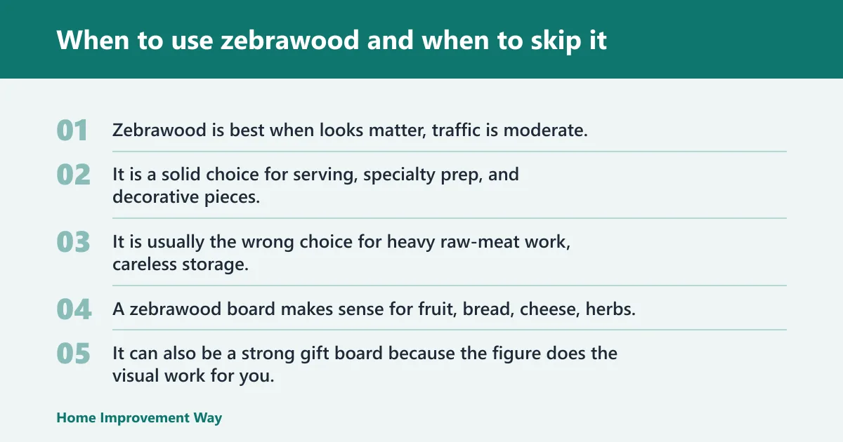 Steps: When to use zebrawood and when to skip it